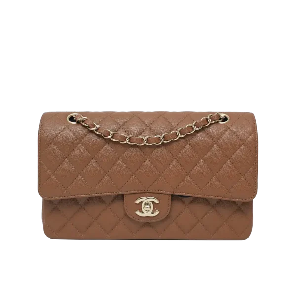 Chanel classic 10 brown caviar GHW holo23 Y16-17