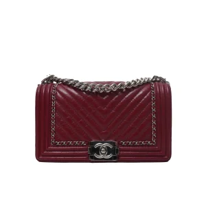 Chanel boy 10 red calf SHW