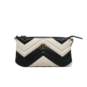 Gucci marmont matelasse chain bag mini black/white