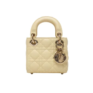 Dior lady dior micro yellow pastel lamb GHW